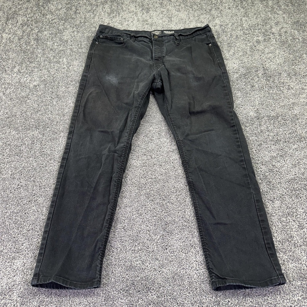 Signature By Levi Strauss Jeans Mens 38x32 Gray Black Regular Taper Denim